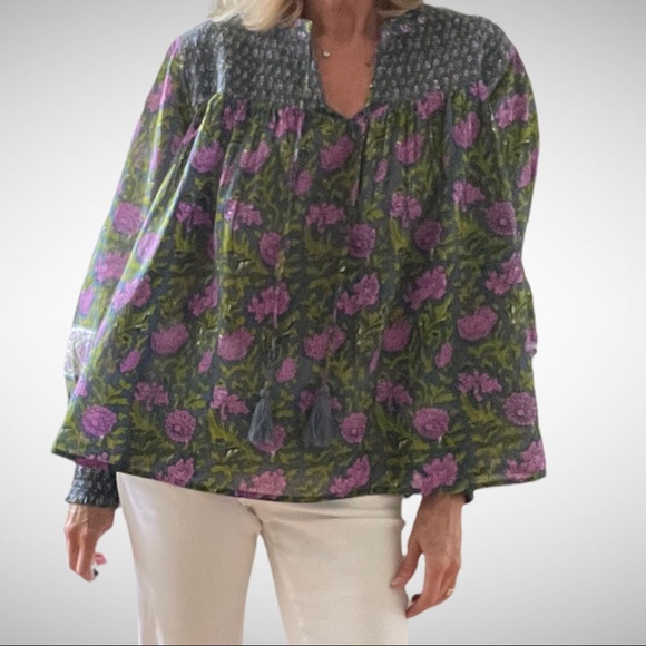 Rachel Zoe Cotton-Print Blouse XS - Picture 2 of 10